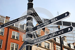 Tourist signpost in London