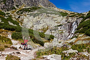 Tourist in Slovakian Vodopad Skok