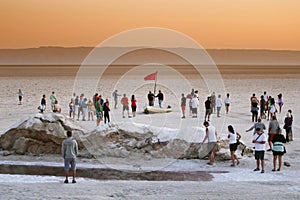 Tourist spot at salt lake Chott El Jerid
