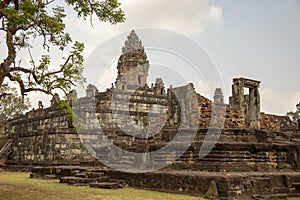 Tourist at Bakong Temple in Cambodia