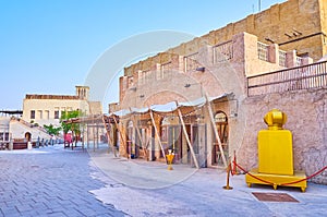The tourist stores in traditional adobe houses, Al Seef neighborhood, Dubai, UAE