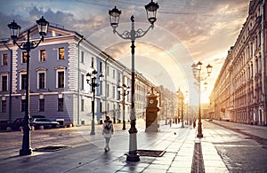 Tourist on the street of Saint Petersburg