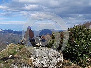 Tourist on the summit