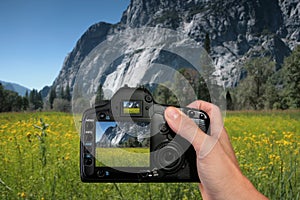 Tourist Taking a Landscape Photograph