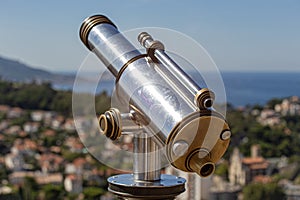Tourist telescope looking at the Marseille city