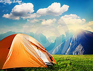 Tourist tent camping