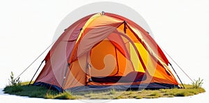 Tourist tent, open, medium size, object cutout , vacation, camping gear, item photo