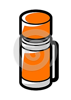 Tourist thermos icon. Travel camping equipment for survival in outdoor.
