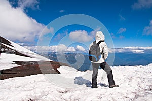 A tourist at the top