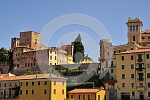 Tourist town of `Bassano del Grappa` in Italy with Brenta river