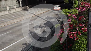 Tourist traffic downtown Santa Barbara freeway underpass