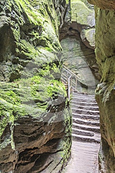 Tourist trail in the Adrspach-Teplice rock town, Czech Republic