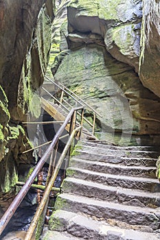 Tourist trail in the Adrspach-Teplice rock town, Czech Republic