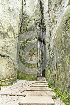 Tourist trail in the Adrspach-Teplice rock town, Czech Republic