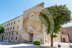 Tourist view of Rieti, in Lazio, Italy. St. Augustine church