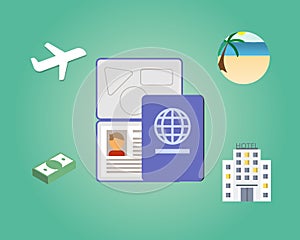 Tourist visa process to get visas for travelling overseas vector