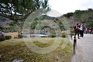 Tourist visit Tenryuji temple on December 09, 2014 in Kyoto