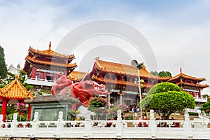 Tourist visited the beautiful of Sun Moon Lake Wen Wu Temple nearby Sun Moon Lake in Yuchi Township, Nantou County, Taiwan.