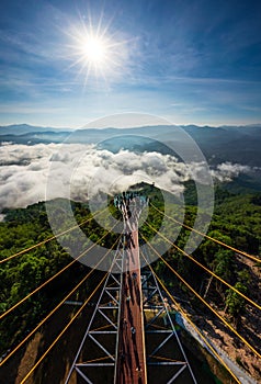 Tourist visited sea of fog in the morning,  Longest skywalk in Asia, Aiyerweng,  Yala, Thailand photo