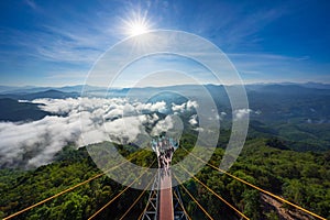 Tourist visited sea of fog in the morning,  Longest skywalk in Asia, Aiyerweng, Yala, Thailand