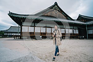 Tourist visiting the famous Japanese temple