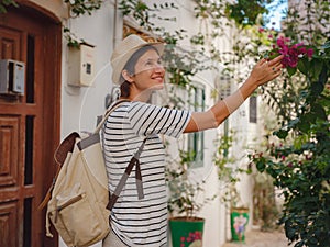 Tourist Woman on Beautiful Streets of old Marmaris.