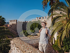 Tourist Woman on Beautiful Streets of old Marmaris.