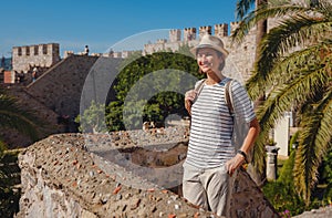 Tourist Woman on Beautiful Streets of old Marmaris.