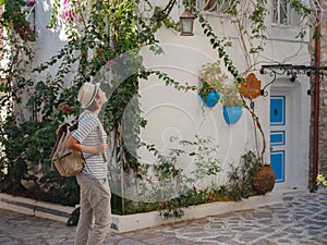 Tourist Woman on Beautiful Streets of old Marmaris.