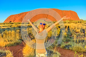 Tourist woman at Uluru