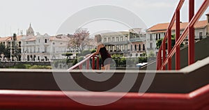 Tourist Woman Visiting Panama City Vacationing In Casco Antiguo photo