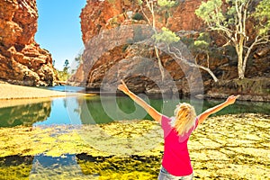 Tourist woman West MacDonnell Ranges