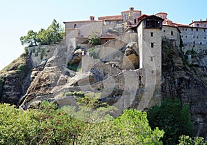 Tourist the wonder of Greece, the monastery complex of Meteora