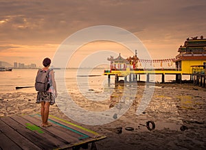 Tourist  at Yeoh jetty, Penang, Malaysia