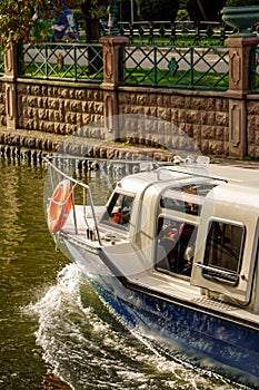Touristic boat on porsuk river portrait image