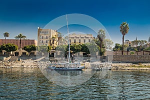 touristic boats on Nile river in Luxor city, Egypt