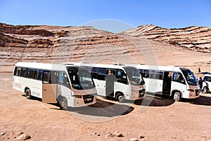 Touristic buses in desert