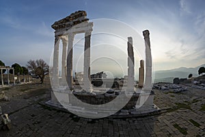 Touristic destination bergama acropolis city ruins unicef