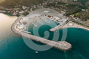 Touristic destination with view on sea and many yachts in Turkey