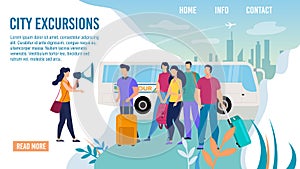 Touristic Excursionist Service Flat Vector Webpage