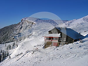 Touristic house Carpathian mountains winter season