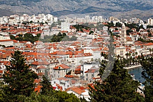 Touristic panoramic view on Split city, Croatia, from the observation point