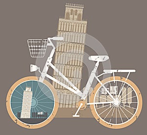 Touristic poster with Leaning Tower of Pisa