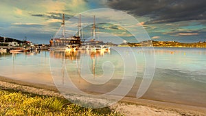 Touristic sailing boat in Ormos Panagias, Sithonia, Greece