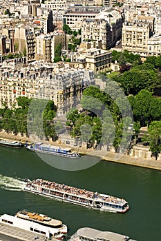 Touristic ship on Seine river, Paris