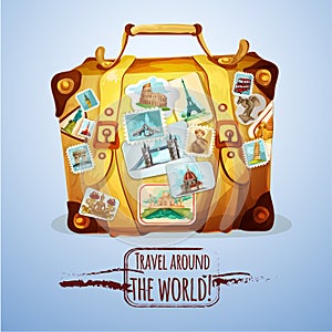 Touristic Suitcase With Stamps