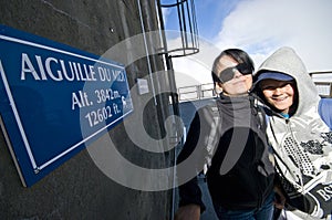Tourists at Aiguille du Midi, France