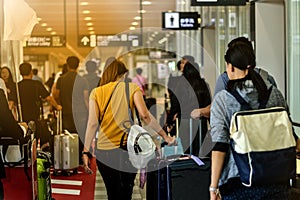 Tourists in airports