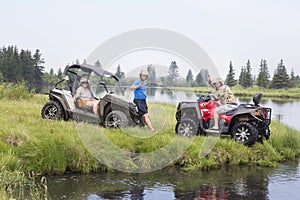 Tourists on all-terrain vehicles. On ATV