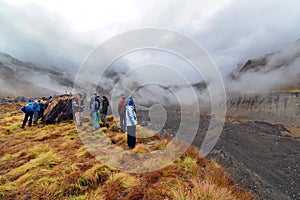 Tourists in the Annapurna Base Camp, Nepal